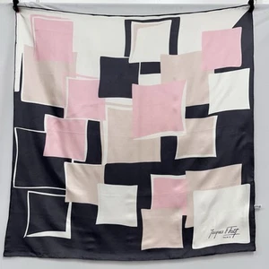 Vintage Jacques Fath 100% Silk Scarf Color Block Abstract Pastel Print Pink - Picture 1 of 10