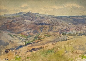 Onorato Carlandi (1848-1939) Watercolour Painting - Abbadia San Salvatore Italy - Picture 1 of 5
