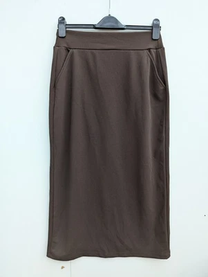 Kim & Co Ponte crepe back split long skirt Pocket new size XL coffee QVC b31 - Image 1 of 4