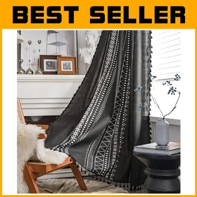 Оконные шторы с кисточками геометрический фермерский дом - упаковка 2 шт. - Изображение 1 из 4