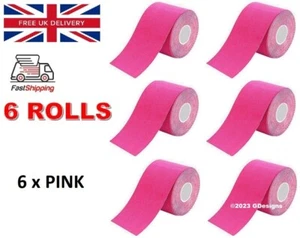 6 Rolls 5cm x 5m Kinesiology Tape KT Muscle Strain Injury Support Physio Sports - Picture 1 of 22