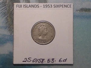 FIJI ISLANDS - 1953 SIXPENCE - COLONIAL ERA - PREDECIMAL COIN. Copper/Nickel. - Picture 1 of 4