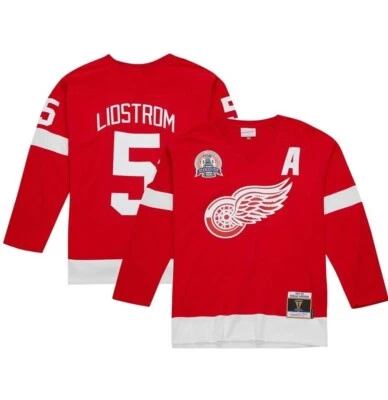Camiseta deportiva de hockey Mitchell & Ness Detroit Red Wings #5 línea azul nueva para hombre $200 Foto 1 de 2
