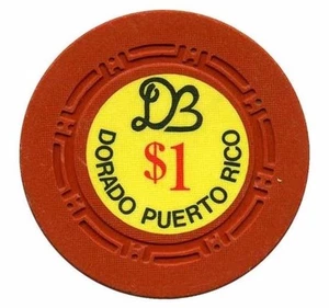 $1 DORADO BEACH DB Casino Red poker Chip Puerto Rico H mold token ficha - Picture 1 of 2