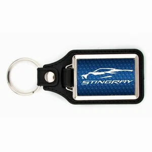 C8 CORVETTE STINGRAY KEYCHAIN KEY CHAIN GM CHEVY BLUE OCTAGON CARBON FIBER - Bild 1 von 2