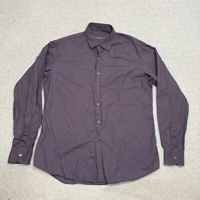 Camisa Salvatore Ferragamo Para Hombre Grande Azul A Cuadros Manga Larga Abotonada Informal Foto 1 de 4