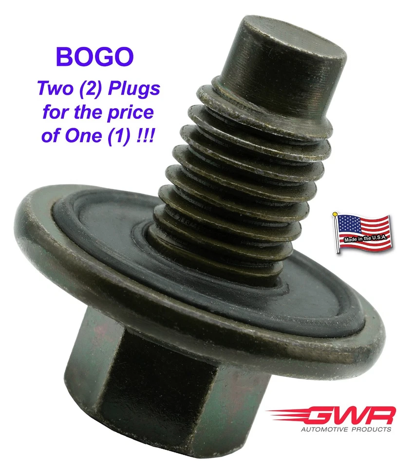 Saturn, Buick, GM 12 x 1.75 Oil Drain Plug w Neoprene O-Ring Gasket Qty 2 Plugs - Image 1 of 1