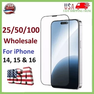 Wholesale Bulk Lot Tempered Glass Screen Protector For iPhone 15 16 Pro/Pro Max - Picture 1 of 12