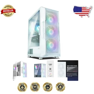 Spacious i3 NEO Gaming Case with RGB Fans & Hinged Glass Panel in Sleek White - Picture 1 of 12