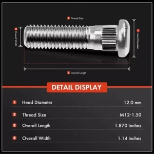 20x M12-1.5 Front & Rear Wheel Lug Stud for Honda Accord CRV Acura CL MDX Isuzu - Picture 1 of 9