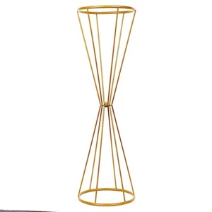 27" Gold Reversible Geometric Metal Flower Stands Pedestals Centerpieces Party - Picture 1 of 9