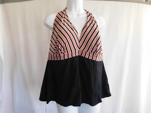Maurices Swim Top Women's Halter Black, White & Pink TOP ONLY Size 18 - Picture 1 of 7