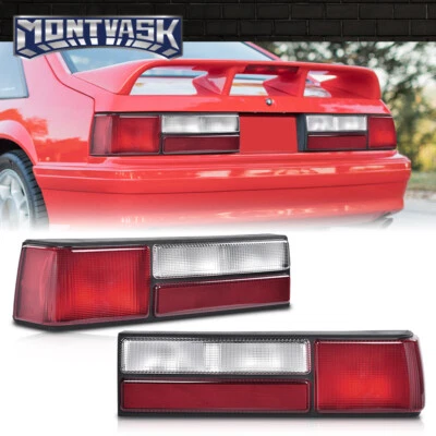 Fit For 1987-1993 Ford Mustang LX Clear/Red Tail Lights Brake Lamps Left+Right Foto 1 de 4