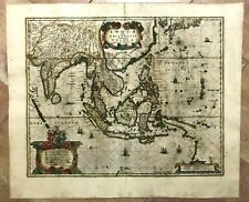EAST INDIES c. 1640 JAN JANSSON LARGE UNUSUAL ANTIQUE ENGRAVED MAP 17TH CENTURY