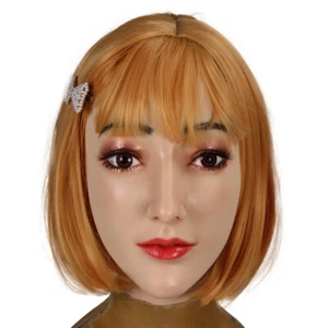  Anzi Realistic Silicone Female Head Mask with Face Makeup Crossdresser Cosplay - Picture 1 of 12
