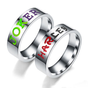 6mm Stainless Steel Enamel Joker Harley Engraved Couple Rings for Men Women New