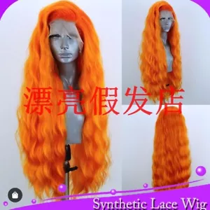T Lace Front Wig  Heat Resistant Hair Orange Long Wavy Fashion Natural - Picture 1 of 8