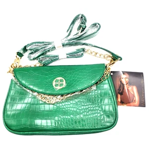 Bandolera convertible de hombro IMAN verde cocodrilo en relieve imitación cuero nueva con etiquetas - Imagen 1 de 12