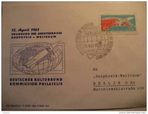 DDR Germany Gagarin Astrophilately Space Cosmonaute Rocket Paraca - Picture 1 of 1