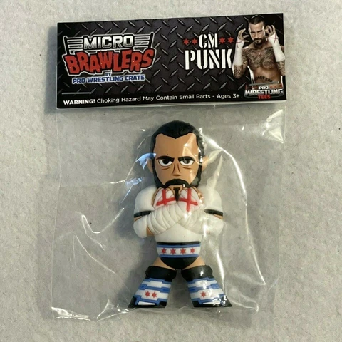CM Punk Micro Brawler Pro Wrestling Tees Crate Brawlers AEW WWE ROH CHI Chicago Cover