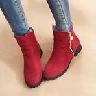 Womens Round Toe Casual Side Zip flat Boots Ankle Boots Shoes