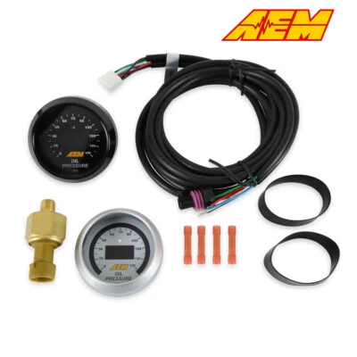 AEM 52mm Digital Oil Pressure 24 Green LED Display Gauges 0~150 psi EFI 30-4407 - Image 1 of 4