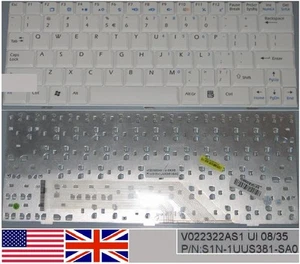 Clavier Qwerty US Int MSI Wind U100 U110 V022322AS1 S1N-1UUS381-SA0 Blanc/White - Bild 1 von 1