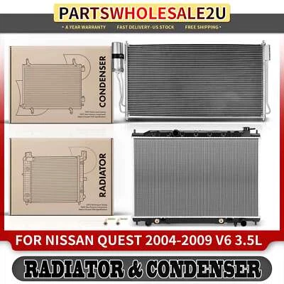 Nuevo kit de conjunto de refrigeración de radiador y condensador de CA para Nissan Quest 2004-2009 V6 3,5 L Foto 1 de 4