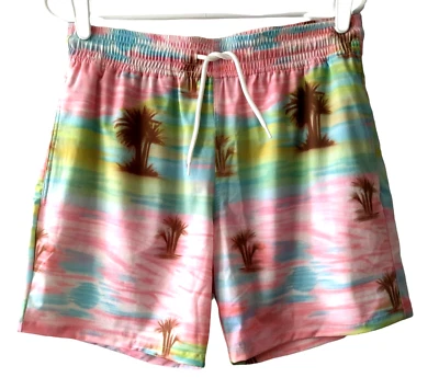 Frankies Bikinis Unisex Rosa Verde Palmera Forrado Cordón Tabla Pantalones Cortos Pequeños Foto 1 de 4