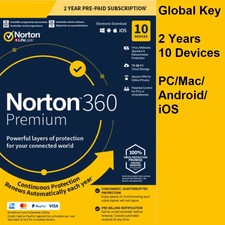 Norton 360 Premium 2021 | 10 Devices 2 Years | PC/Mac | 75GB Backup | Secure VPN