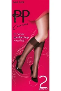 Pretty Polly Comfort Knee High Socks 2 Pair Pack - Picture 1 of 6