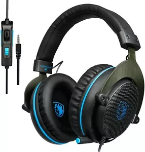 SADES R3 Cuffie Gaming Cuffie Cablate Over-ear Microfono PC Xbox One PS4 Nero Blu - Foto 1 di 5