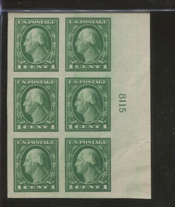 1916 US Postage Stamp #481 Mint Never Hinged Very Fine Plate No. 8115 Block of 6 - Picture 1 of 2