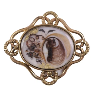 Georgian Mourning Brooch Yellow Metal 7cm X 6cm Circa 1790 - Picture 1 of 10