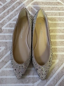 Betsy Johnson Jude Ballerinas 9,5 M Slipper Spitze Silber Strass HOCO Gala - Bild 1 von 6