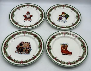 Christopher Radko Holiday Celebrations 8 1/4” Christmas Ceramic Salad Plates x4 - Picture 1 of 12