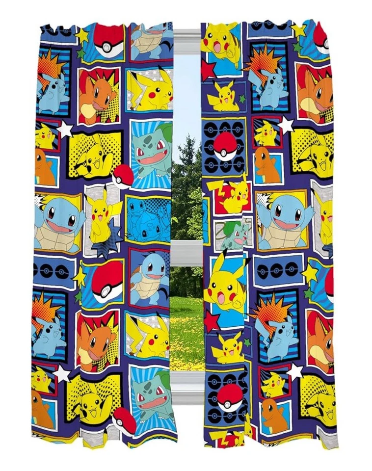 Franco Juego Cortinas Ventana Habitación Niños, 41 X 63 In, 2 Paneles, Pokemon Foto 1 de 1