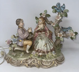 Lenwile Ardalt Couple Vintage Figurine Lighted 12” Porcelain Lamp Music Box - Picture 1 of 12