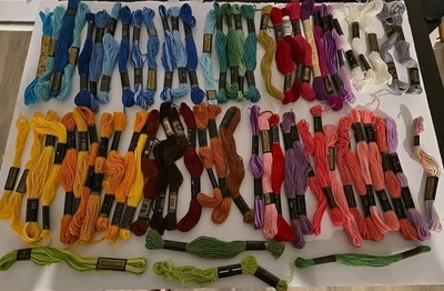 Lot of 68 Skeins Full/Partial Embroidery Thread Cotton Floss Mixed brands - Image 1 of 4