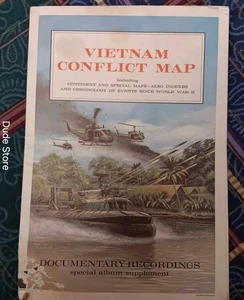 Vintage 1967 Documentary Recordings Vietnam Conflict Map - 29" x 21" Unfolded - Photo 1/4