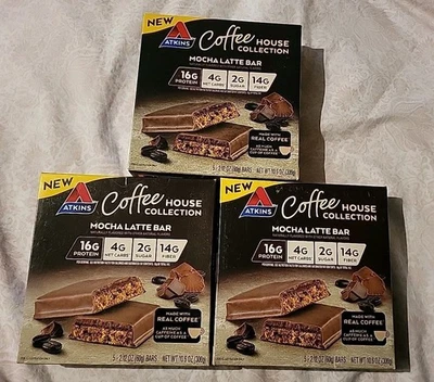 3 батончика Atkins Coffee House Collection Mocha Latte (5 батончиков каждый) -срок годности: 2/26 - Изображение 1 из 3