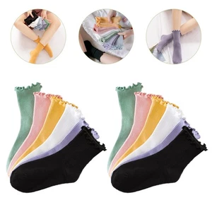 6 pares de calcetines cortos texturizados de algodón con volantes para niñas niños - Imagen 1 de 10