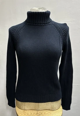 United Colors of Benetton women size small turtleneck navy cotton sweater  new - Image 1 of 4
