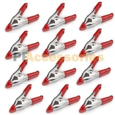 12x 2 inch Mini Metal Spring Clamps w/ Red Rubber Tips Tool LOT of 12 Pcs Pack - Image 1 of 3