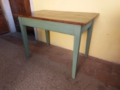 TAVOLO IN STILE LUIGI XVI BASE LACCATA VERDE SALVIA SCRITTOIO DA CUCINA 110cm - Immagine 1 di 4