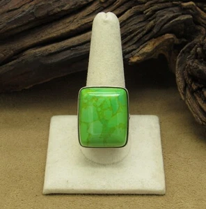 Vintage Sterling Silver Green Mohave Turquoise Size 12 - Picture 1 of 6