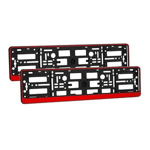 2 x Red Effect Universal Number Plate Holders Surrounds Frames Any Car NEW - Picture 1 of 1
