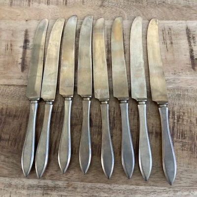 Cuchillos de cena Dirilyte Dirigold Goldware cubiertos 8 9,25" cubiertos de colección 1948 Foto 1 de 4