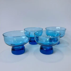 4 Vintage Blue Cocktail or Dessert Glasses Anchor Hocking. 1970’s - Picture 1 of 3