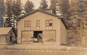 c.1915? RPPC Gas Pump & Franklin Bell & Son's Store South Lunenburg VT - Picture 1 of 2